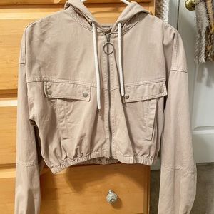 Topshop cropped zip up hoodie. S